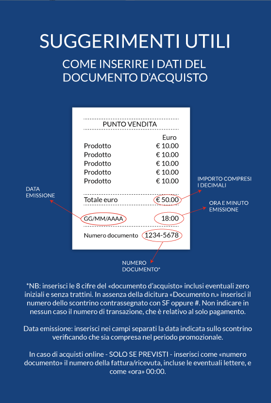 scontrino dettagli utili